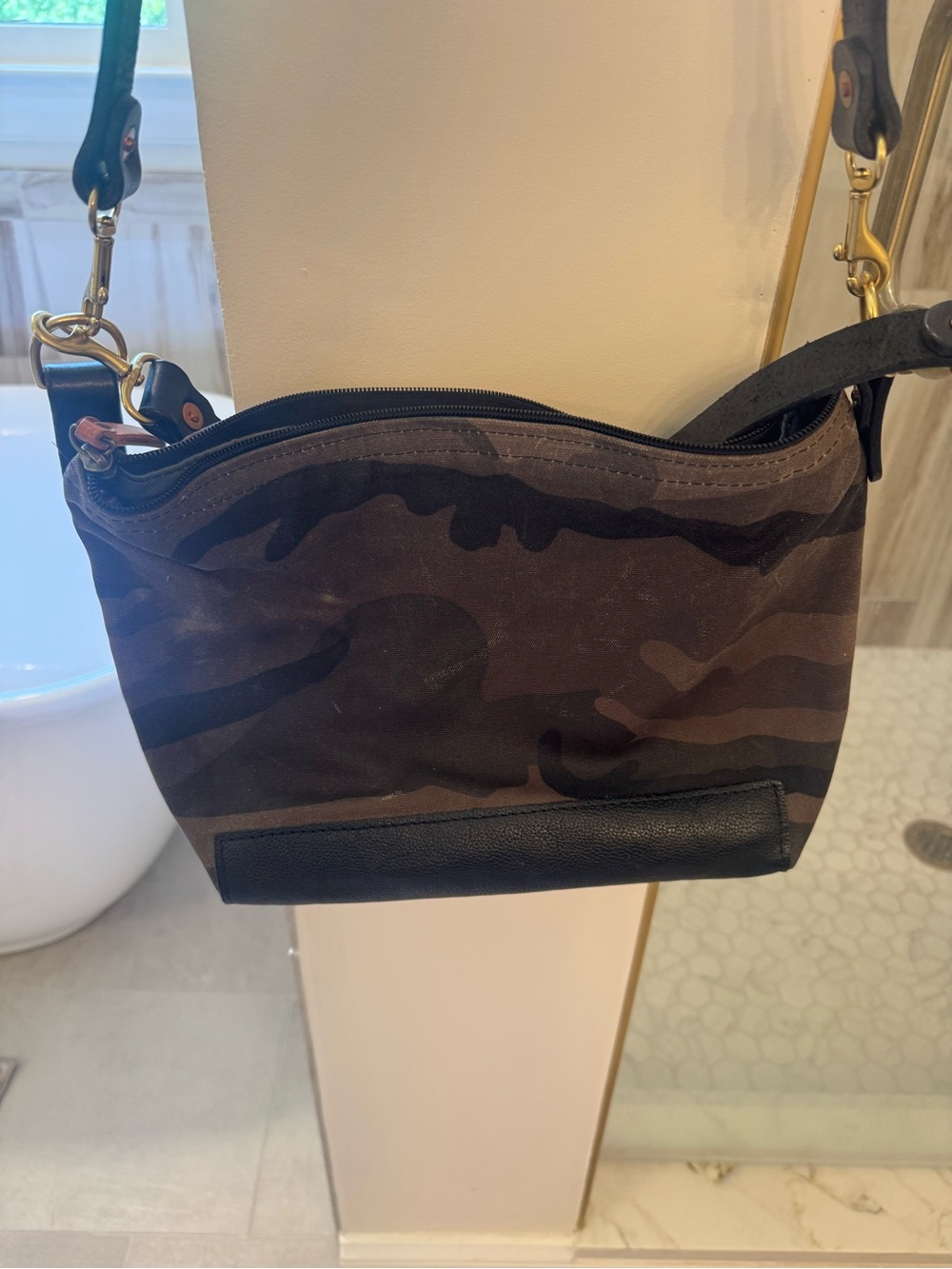 Meanwhile Back on the Farm Leather and Canvas Crossbody/Shoulder Bag - Picture 3 of 5